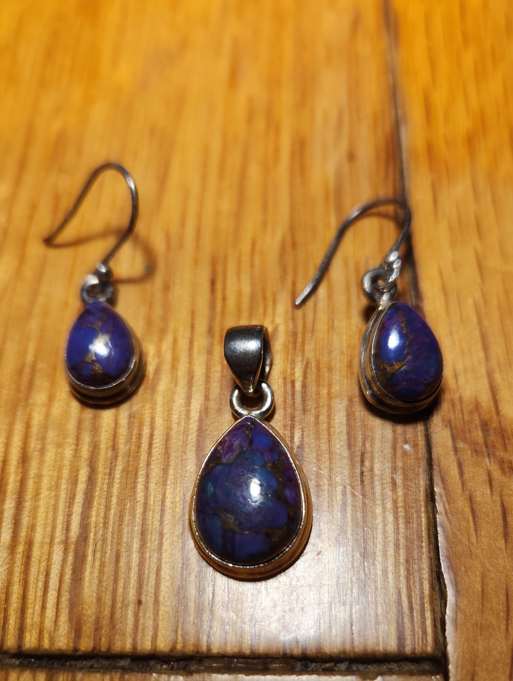 Purple Turquoise Sterling Silver Jewelry Set